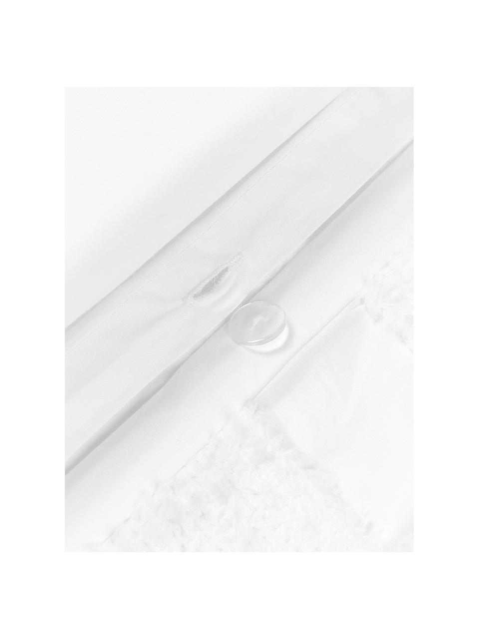 Housse de couette en percale de coton tuftée Scout, Blanc, larg. 200 x long. 200 cm