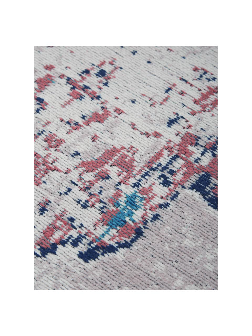 Tapis d'entrée chenille vintage Avignon, Tons bleus, larg. 80 x long. 300 cm