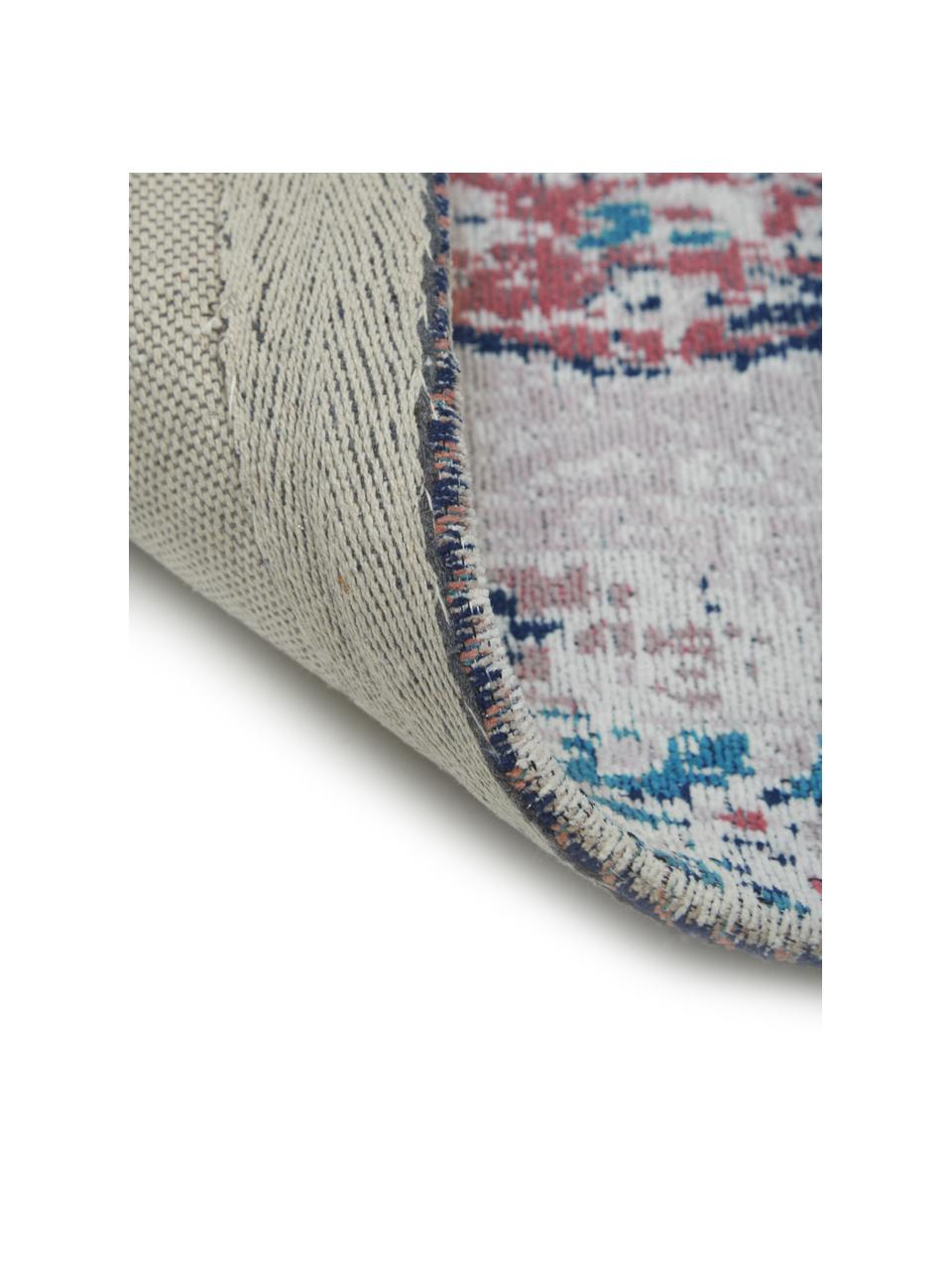 Chenille loper Avignon in vintage stijl, Blauwtinten, B 80 x L 300 cm