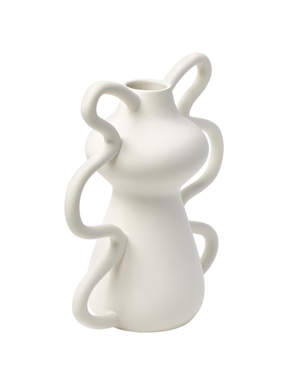 Dizajnová váza v organickom tvare Form, Kamenina, Biela, Ø 6 x V 32 cm