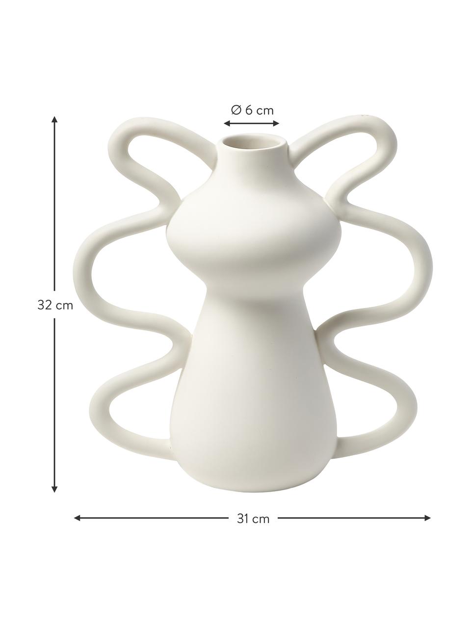 Jarrón con forma orgánica de diseño Luvi, Gres, Blanco, Ø 6 x Al 32 cm
