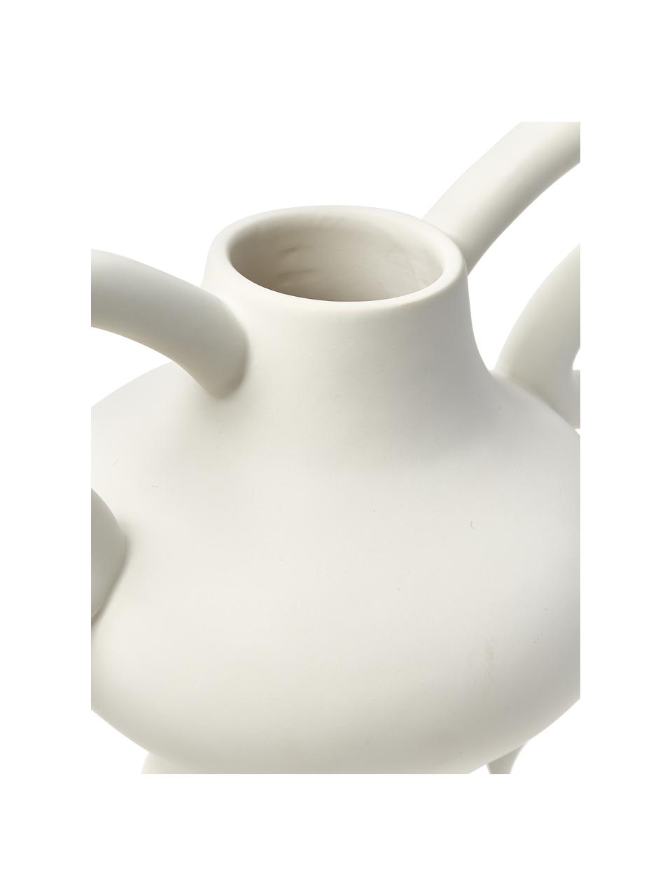 Design-Vase Luvi in organischer Form, Steingut, Weiß, Ø 6 x H 32 cm