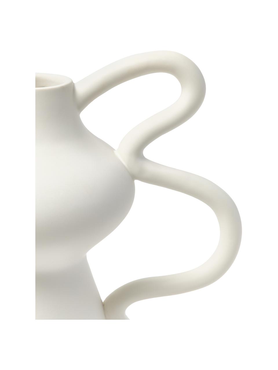 Vase design de forme organique Luvi, Grès cérame, Blanc, Ø 6 x haut. 32 cm