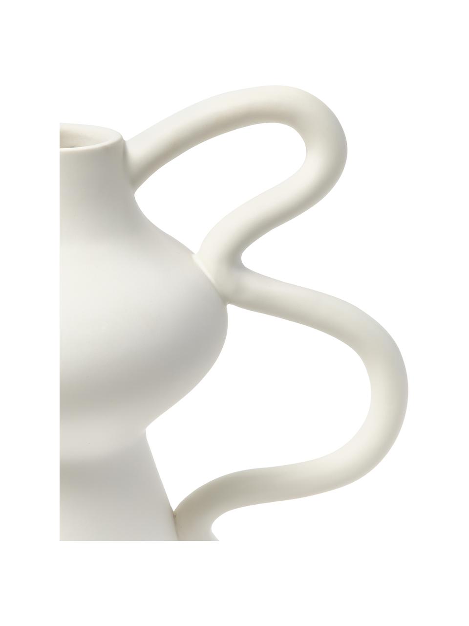 Vaso di design bianco dalla forma organica Luvi, Gres, Bianco, Ø 6 x Alt. 32 cm