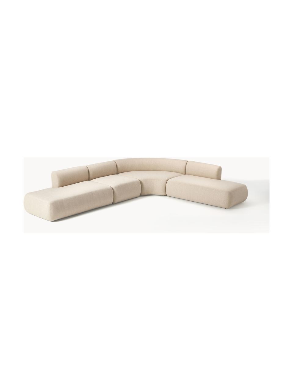 Modulares Ecksofa Sofia (4-Sitzer), Bezug: 100 % Polypropylen Der ho, Gestell: Fichtenholz, Spanplatte, , Webstoff Hellbeige, B 385 x T 298 cm