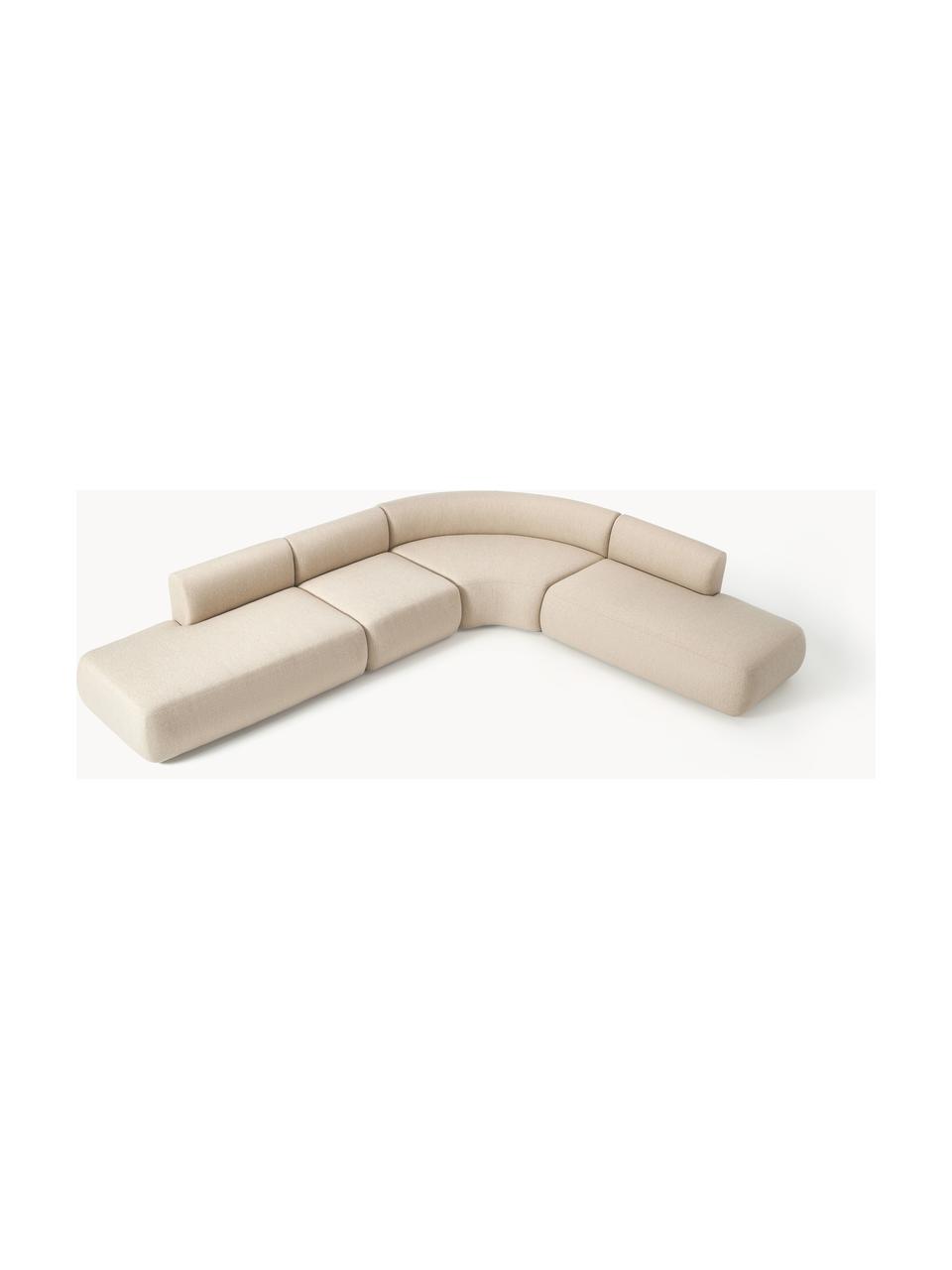 Sofá rinconera modular Sofia (4 plazas), Tapizado: 100% polipropileno Alta r, Estructura: madera de abeto, tablero , Patas: plástico El material util, Tejido beige claro, An 385 x F 298 cm