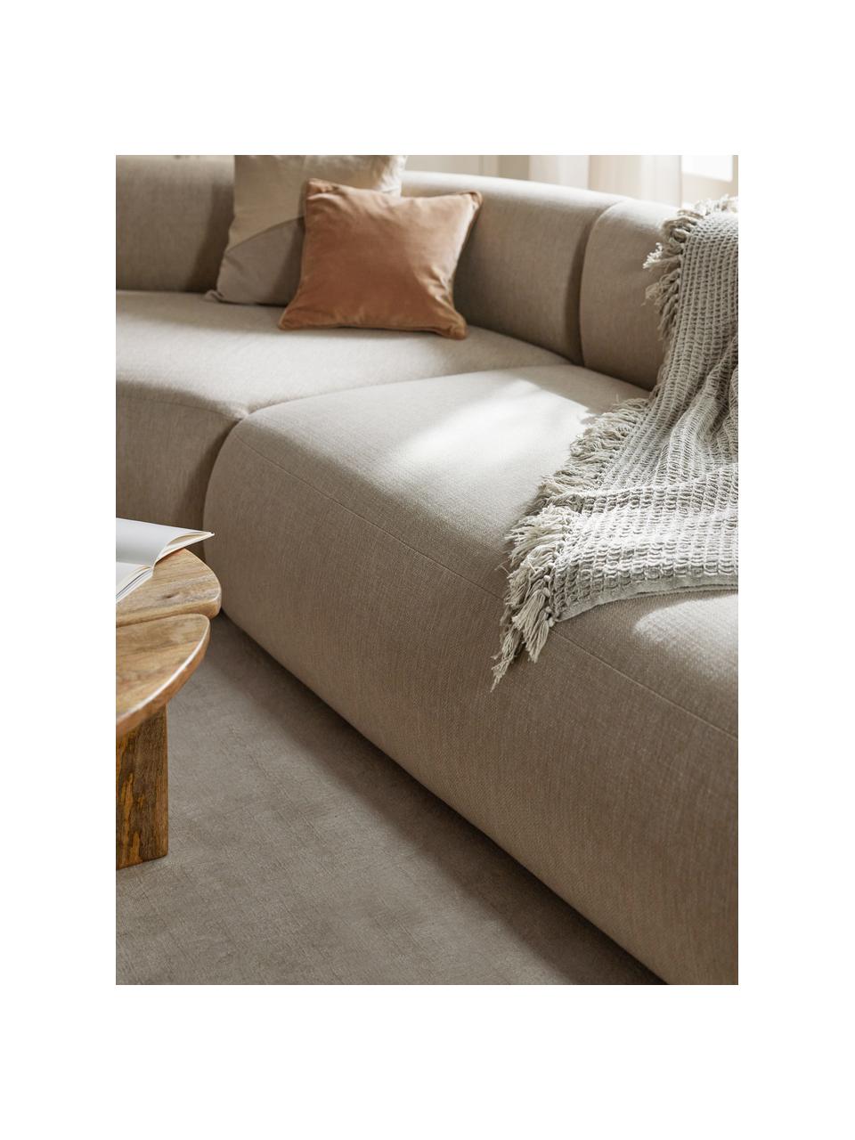 Narożna sofa modułowa Sofia (4-osobowa), Tapicerka: 100% polipropylen Dzięki , Stelaż: drewno świerkowe z certyf, Nogi: tworzywo sztuczne Ten pro, Beżowa tkanina, S 385 x G 298 cm