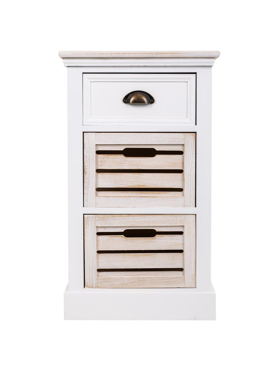 Cómoda Mario, Estructura: madera de paulownia, tabl, Blanco, beige, An 40 x Al 68 cm