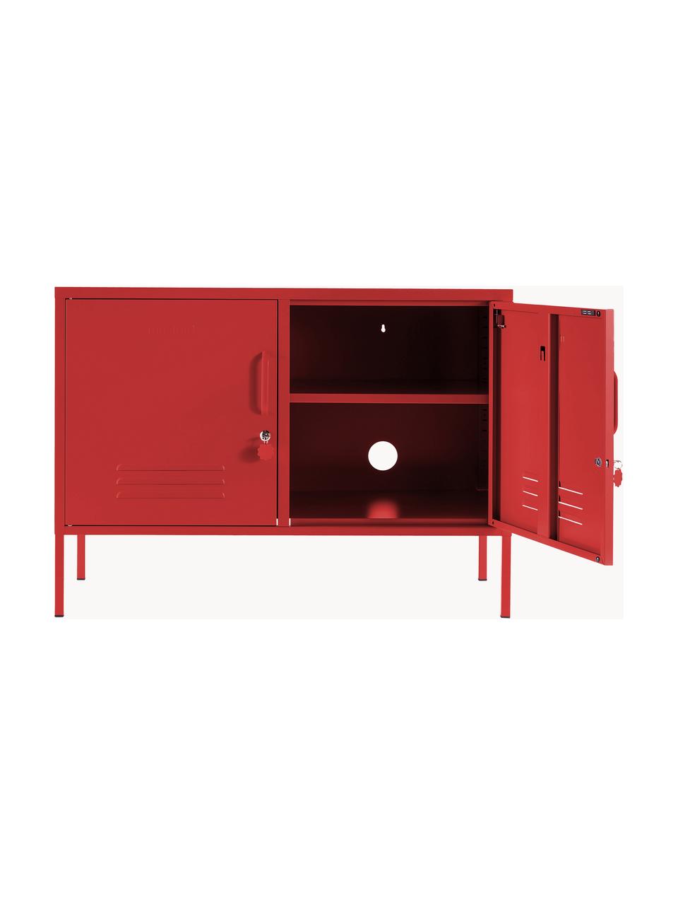 Metalen dressoir The Lowdown, Gepoedercoat staal, Rood, B 100 x H 72 cm