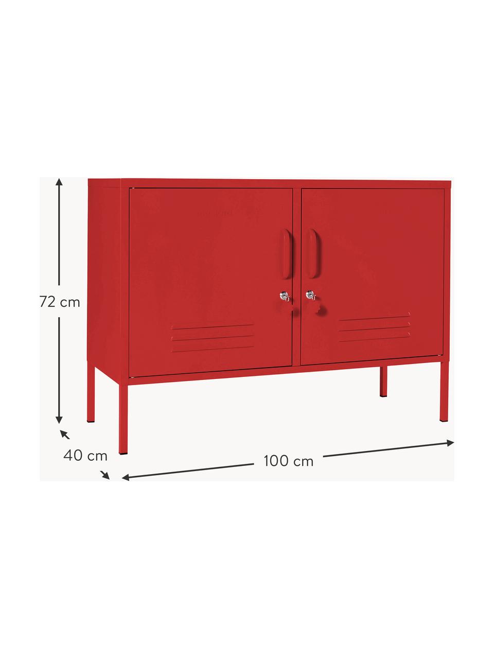 Credenza in metallo Lowdown, Acciaio verniciato a polvere, Rosso, Larg. 100 x Alt. 72 cm