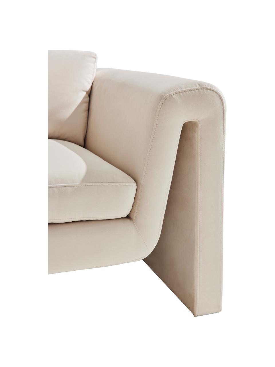 Fluwelen lounge fauteuil Mika in beige, Bekleding: 100 % polyester, Frame: grenenhout, FSC-gecertifi, Fluweel beige, B 105 x D 88 cm
