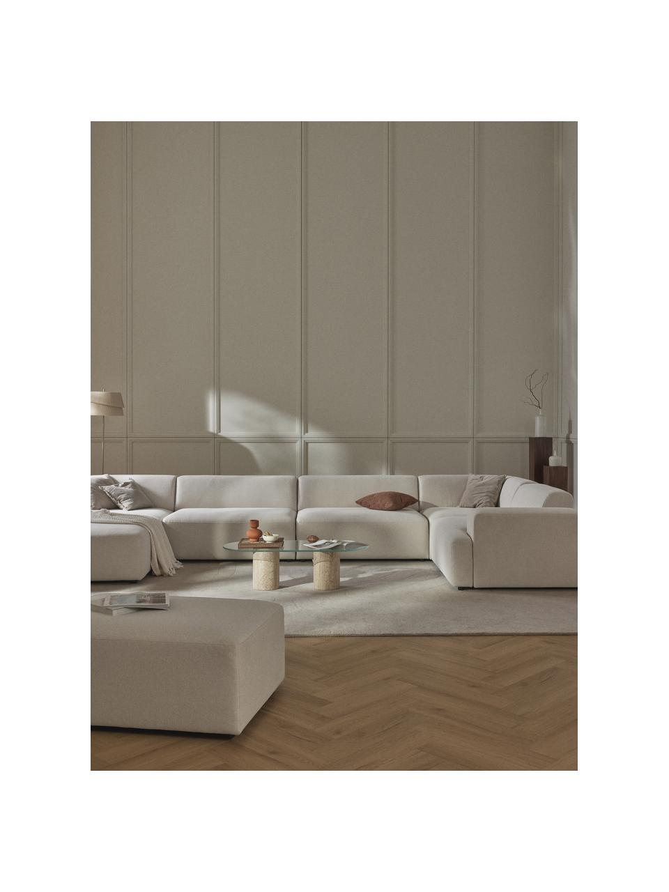 XL panoramatická pohovka Melva, Tlumeně bílá, Š 458 cm, H 220 cm, pravé rohové provedení