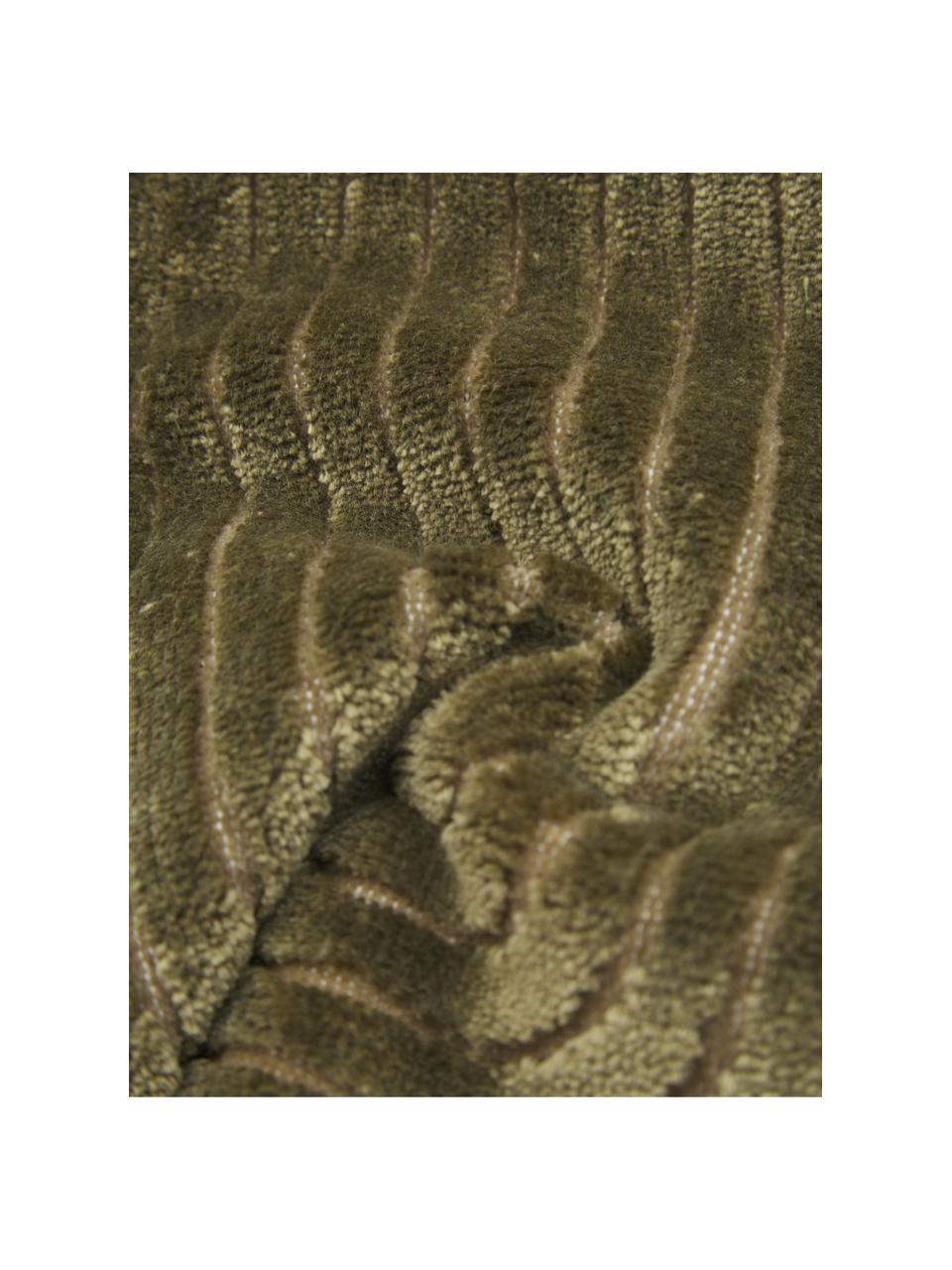 Sametový povlak na polštář se strukturálním vzorem Carraway, Zelená