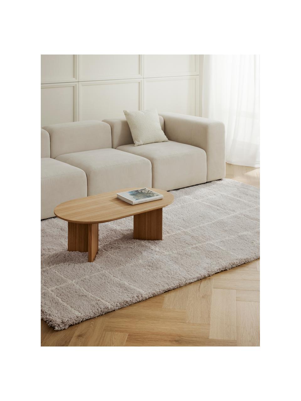 Flauschiger Hochflor-Teppich Amelie, handgetuftet, Flor: 100 % Polyester, Beige, Cremeweiß, B 160 x L 230 cm (Größe M)