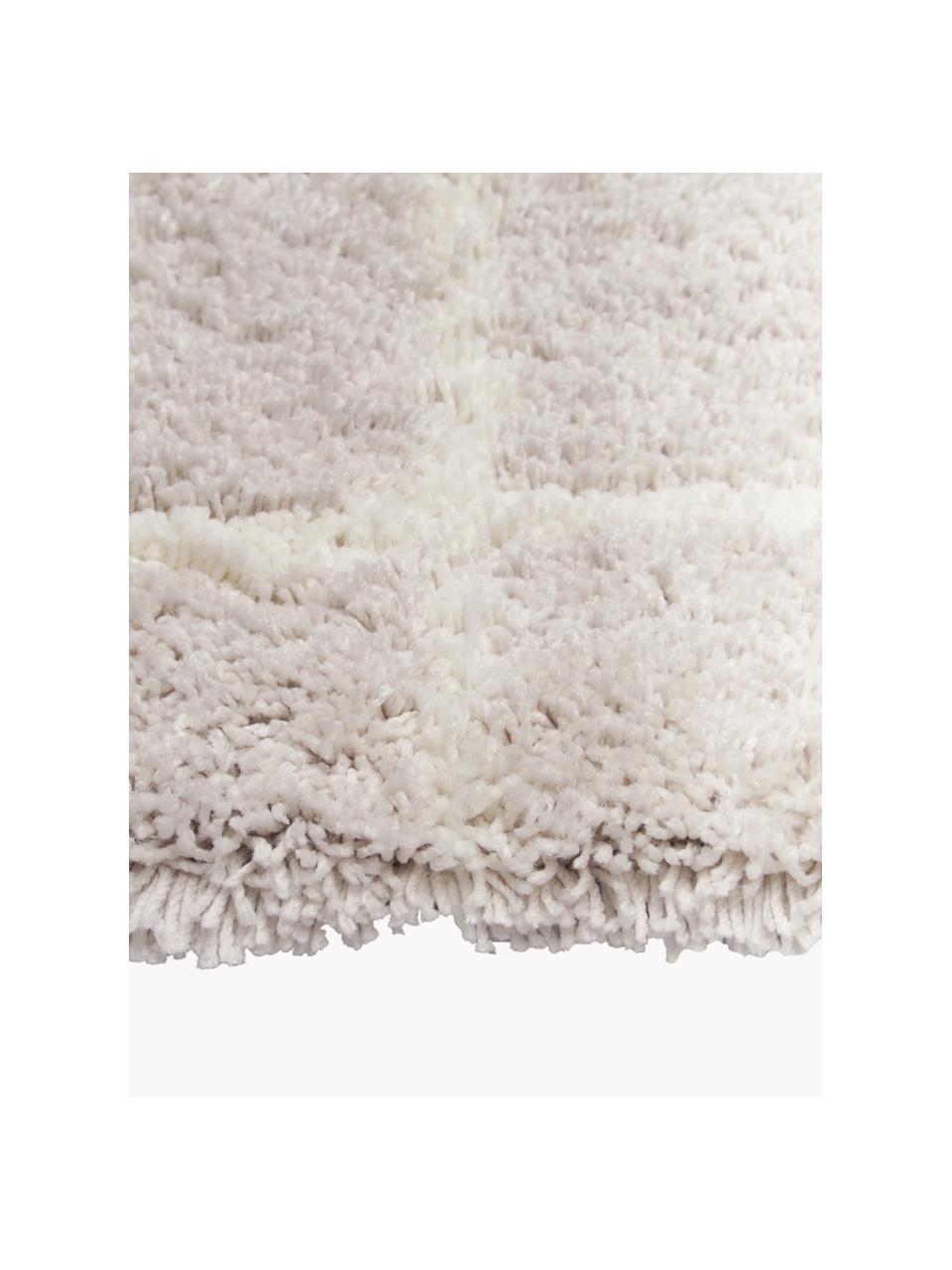 Flauschiger Hochflor-Teppich Amelie, handgetuftet, Flor: 100 % Polyester, Beige, Cremeweiß, B 160 x L 230 cm (Größe M)
