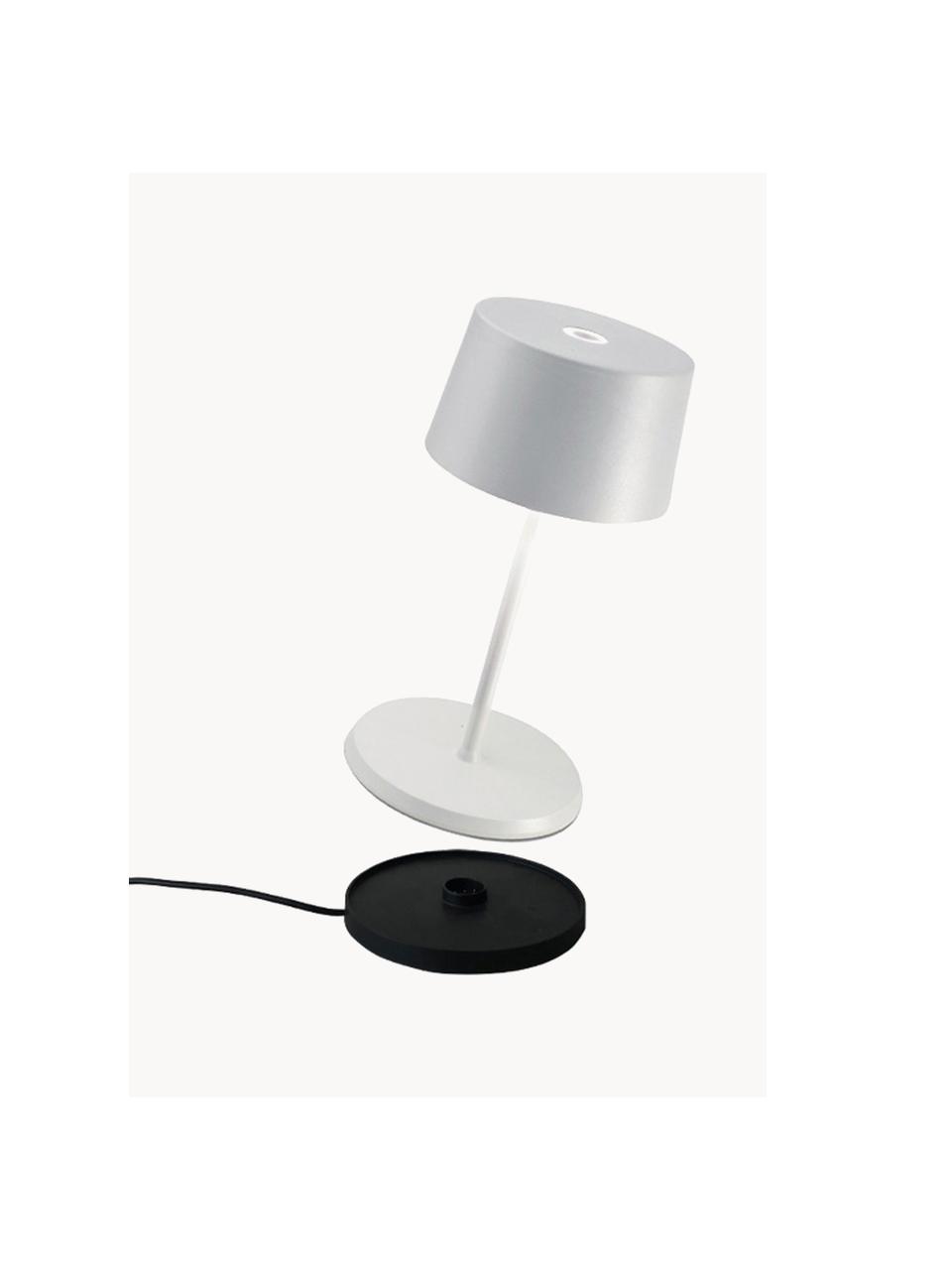 Lampada da tavolo portatile a LED luce regolabile Olivia Pro, Lampada: alluminio rivestito, Bianco, Ø 11  x A 22 cm