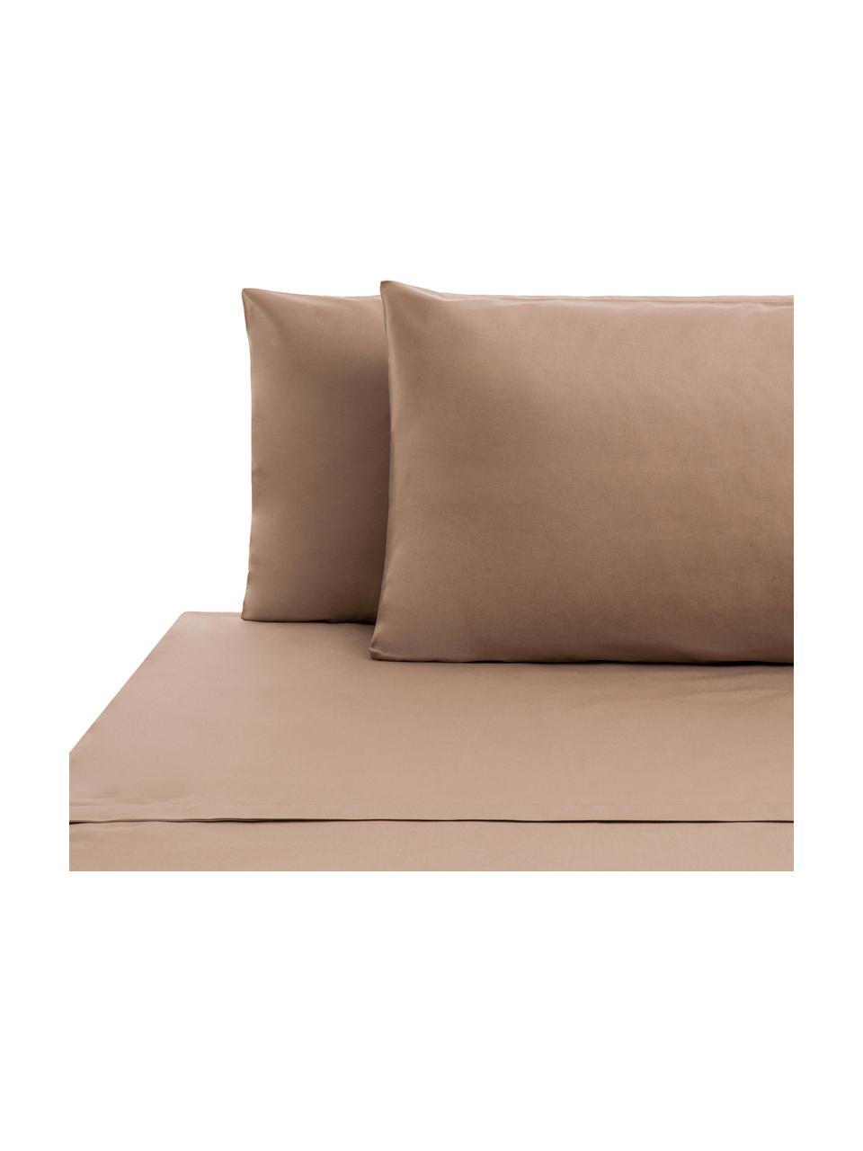 Set lenzuola taupe in cotone ranforce Lenare, Fronte e retro: taupe, 150 x 290 cm + 1 federa 50 x 80 cm