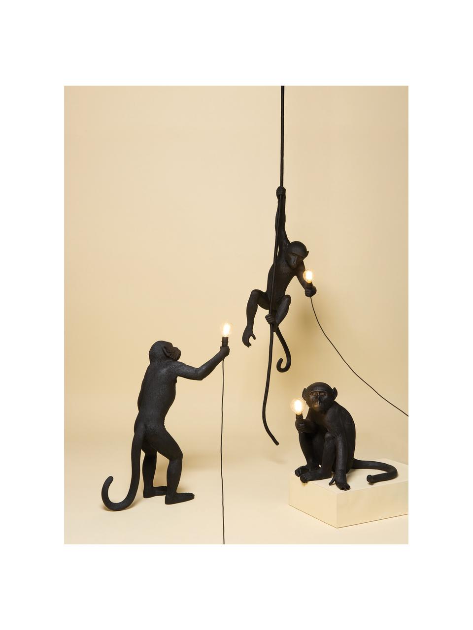 Design Außentischlampe Monkey mit Stecker, Leuchte: Kunstharz, Schwarz, B 46 x H 54 cm