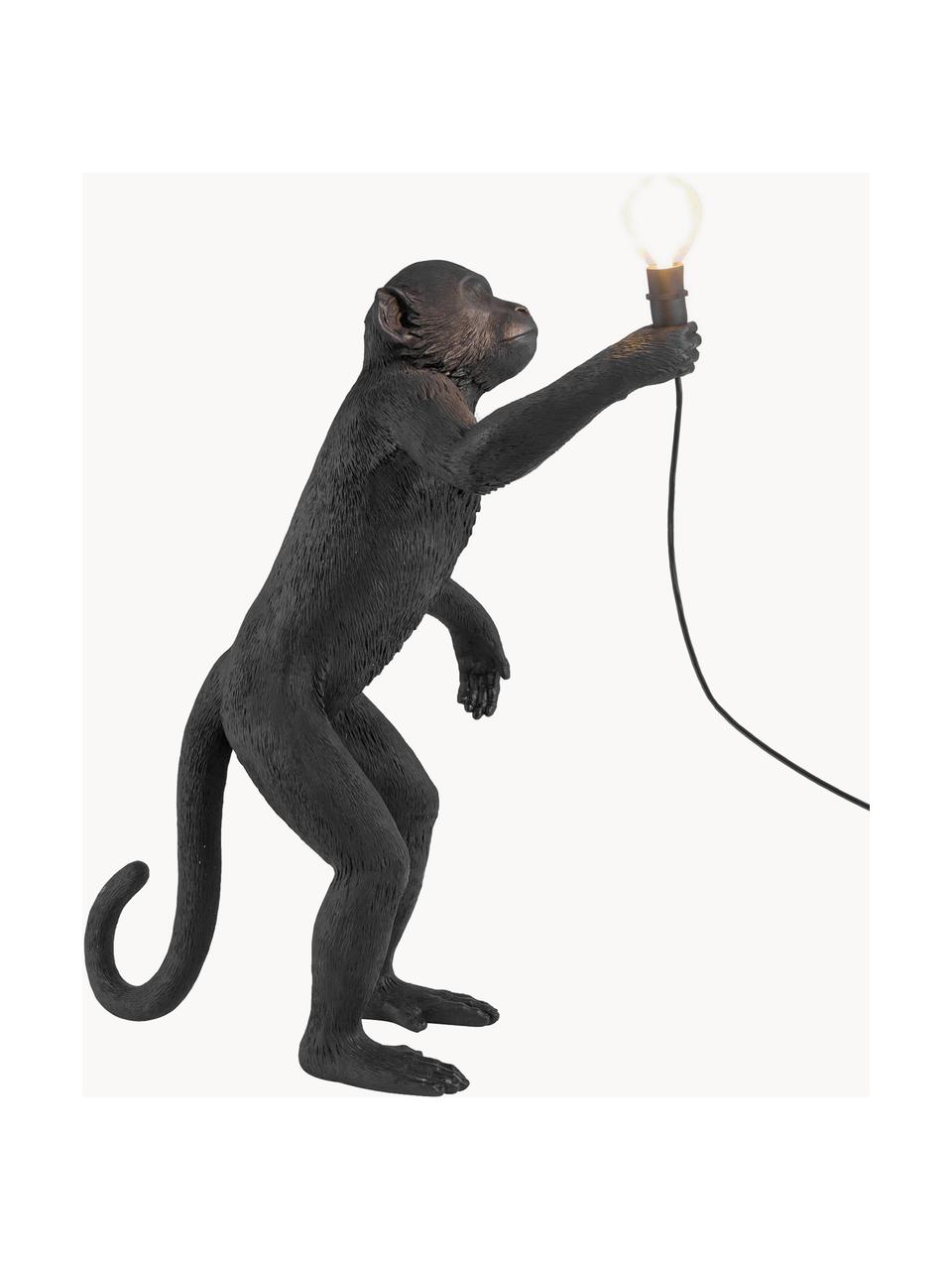 Design outdoor tafellamp Monkey met stekker, Lamp: kunsthars, Zwart, B 46 x H 54 cm