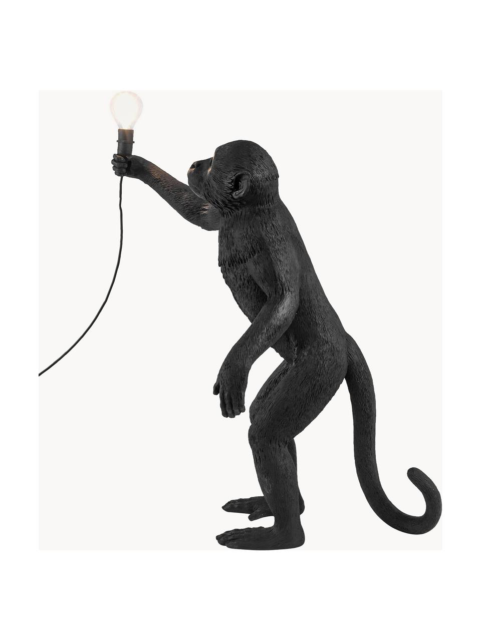 Design outdoor tafellamp Monkey met stekker, Lamp: kunsthars, Zwart, B 46 x H 54 cm