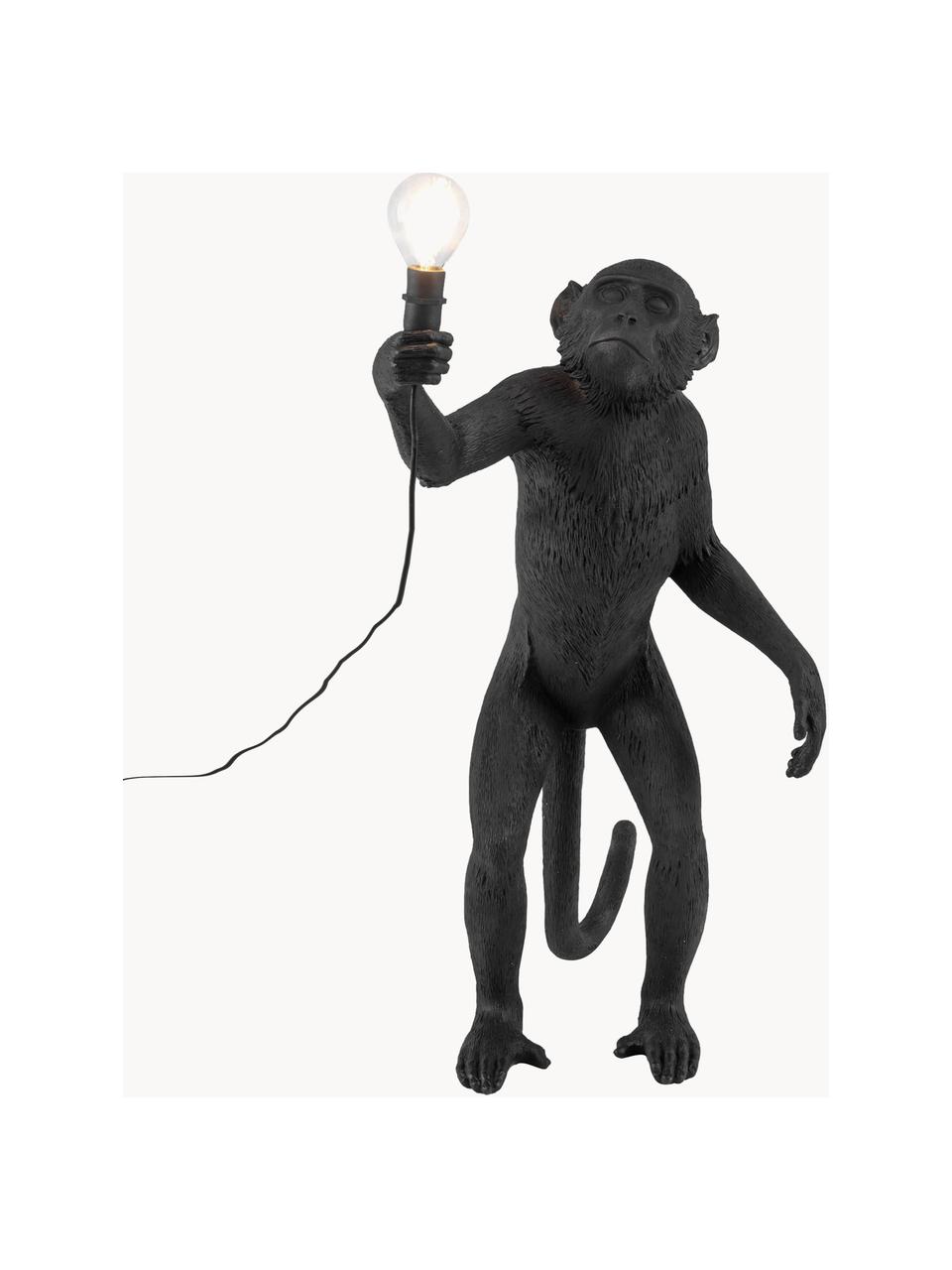 Design outdoor tafellamp Monkey met stekker, Lamp: kunsthars, Zwart, B 46 x H 54 cm