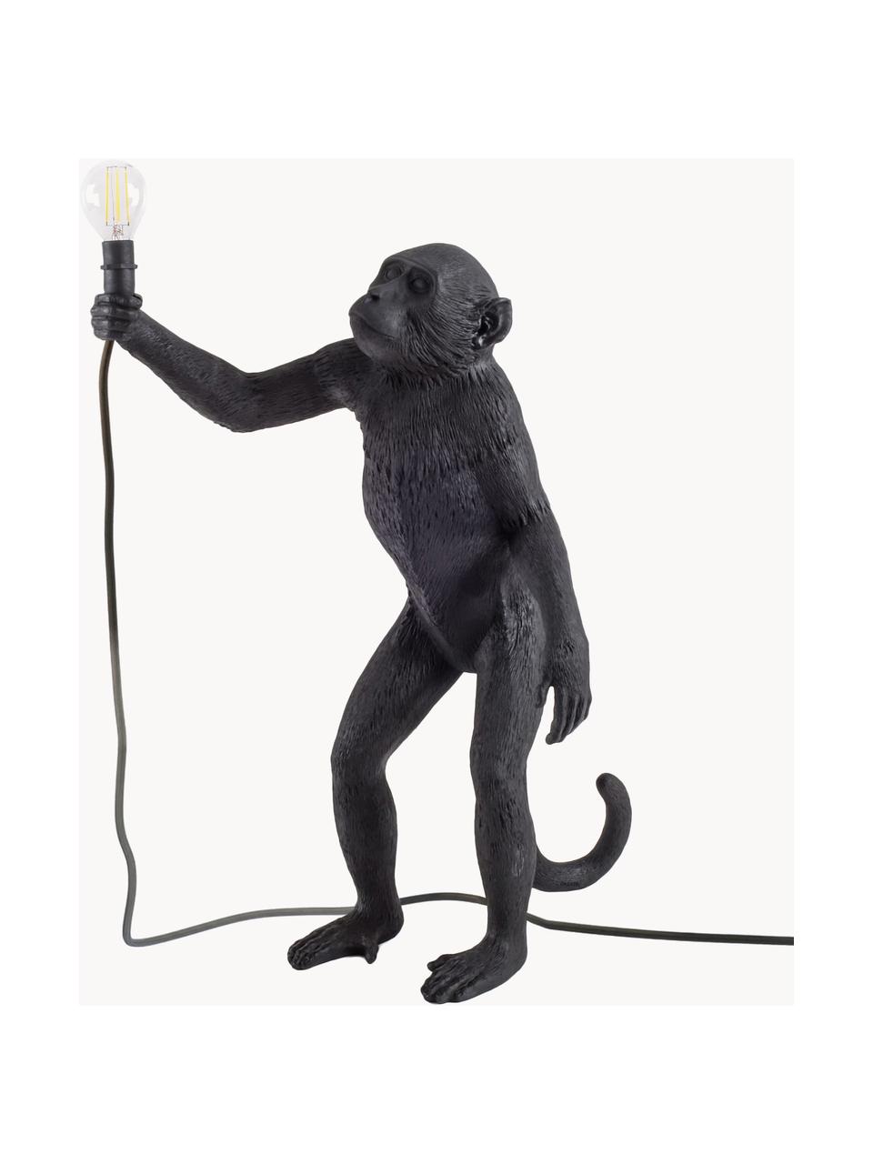 Design outdoor tafellamp Monkey met stekker, Lamp: kunsthars, Zwart, B 46 x H 54 cm