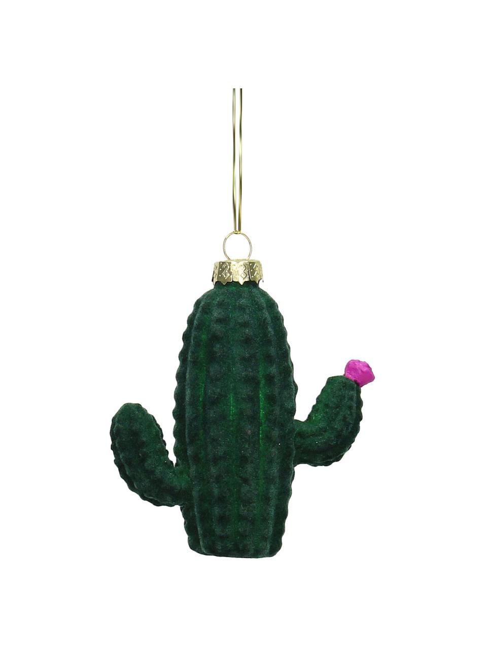 Kerstboomhangers Cactus, 2 stuks, Groen, roze, 9 x 9 cm