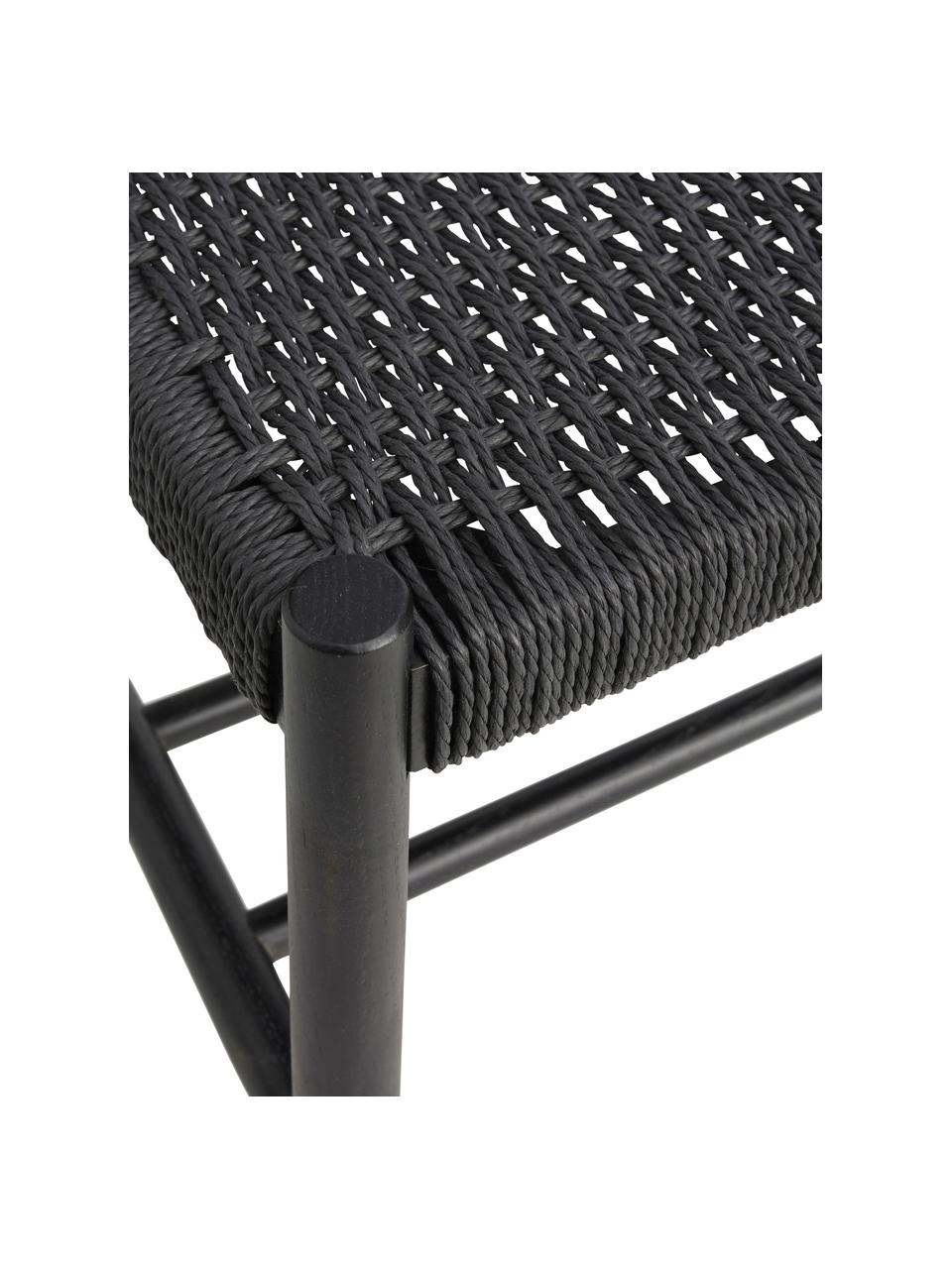 Banc bois noir avec cannage Ellan, Noir, larg. 110 x haut. 45 cm