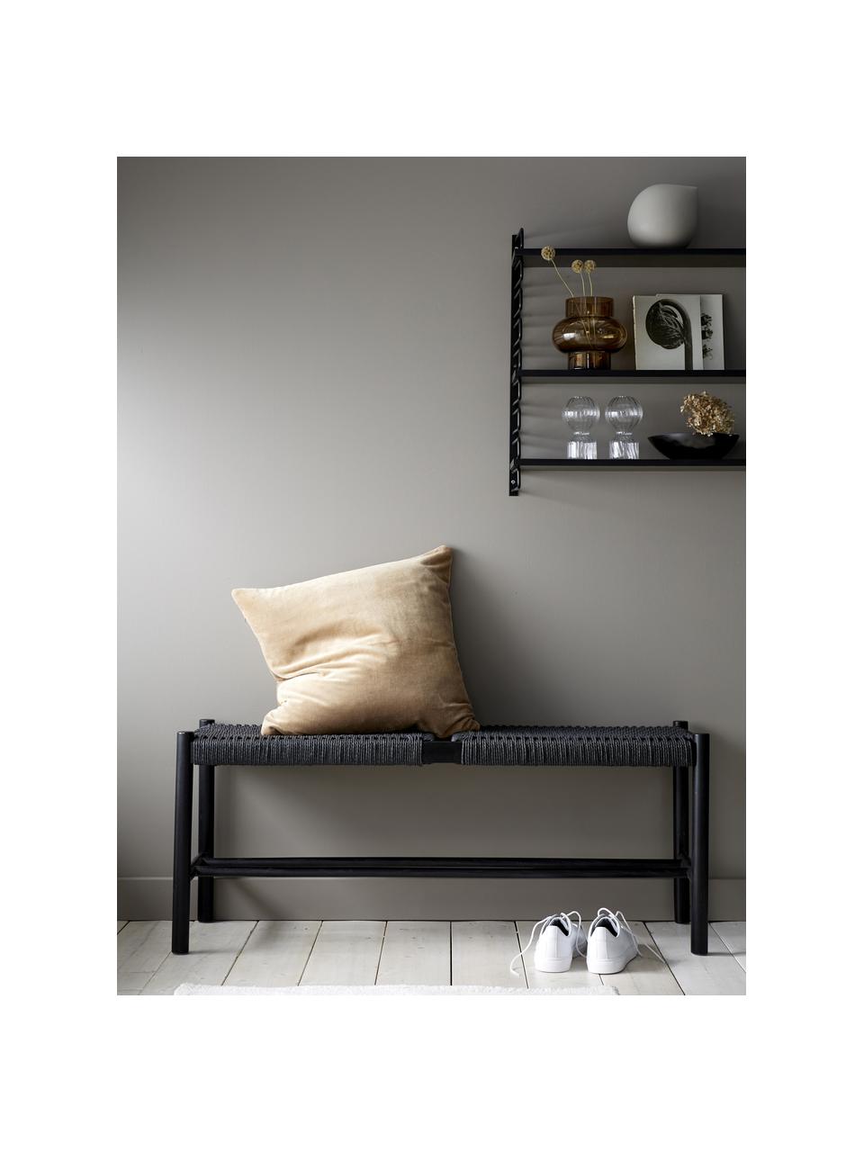 Banc bois noir avec cannage Ellan, Noir, larg. 110 x haut. 45 cm