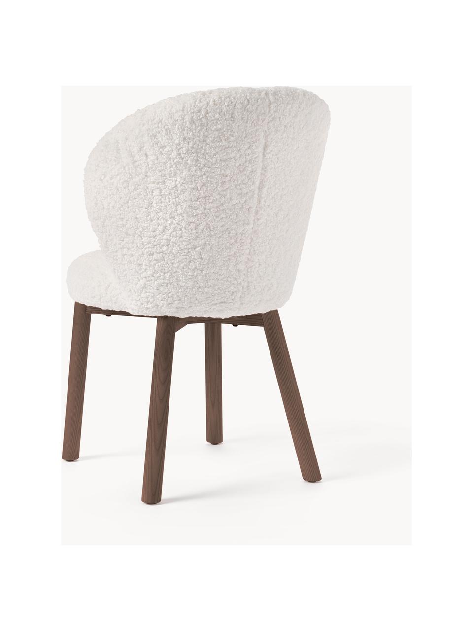 Silla tapizada en borreguillo Serena, Tapizado: borreguillo (100% poliést, Patas: madera de fresno, Tapizado blanco, madera de fresno marrón pintado, An 56 x F 64 cm