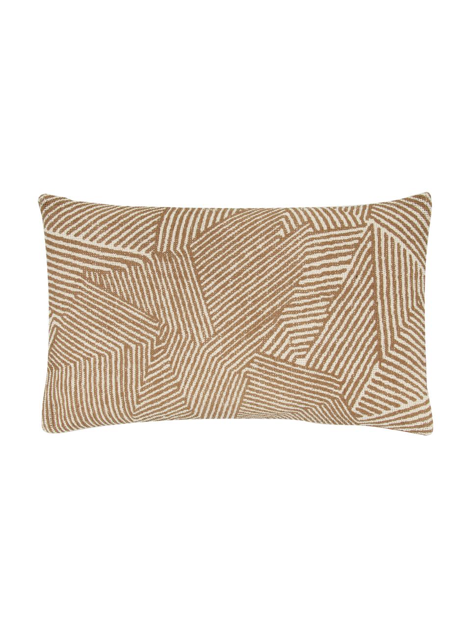 Housse de coussin rectangulaire couleur camel Nadia, 100% Baumwolle, Beige, blanc crème, larg. 30 x long. 50 cm