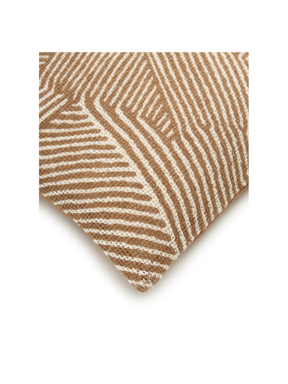 Kissenhülle Nadia mit grafischem Muster, 100%  Baumwolle, Braun, Cremeweiß, B 30 x L 50 cm