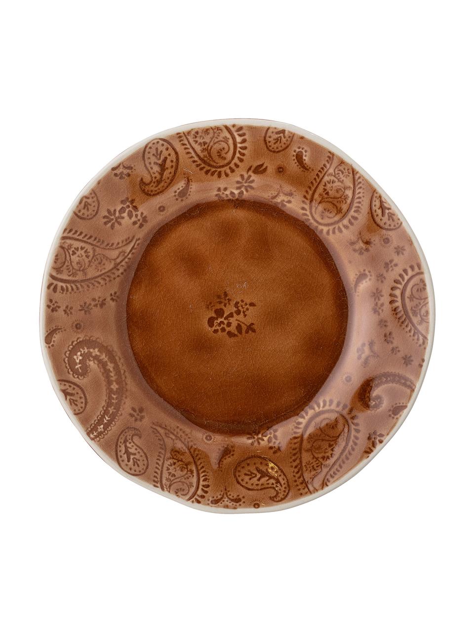Ručně vyrobený snídaňový talíř s craquelé glazurou Rani, Hnědá