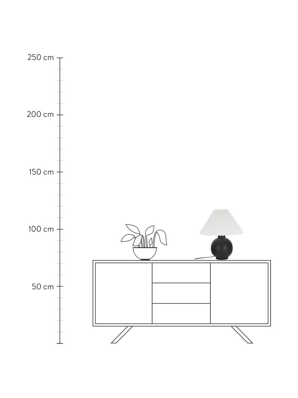 Lampa stołowa z ceramiki i plisowanym kloszem Vivid, Czarny, Ø 36 x W 40 cm