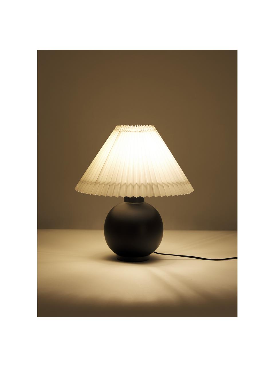 Lampada da tavolo in ceramica con paralume plissettato Vivid, Paralume: 100% cotone, Base della lampada: ceramica, Nero, Ø 36 x Alt. 40 cm
