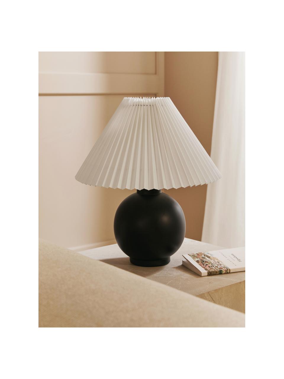 Keramická stolní lampa s plisovaným stínidlem Vivid, Černá, Ø 36 cm, V 40 cm