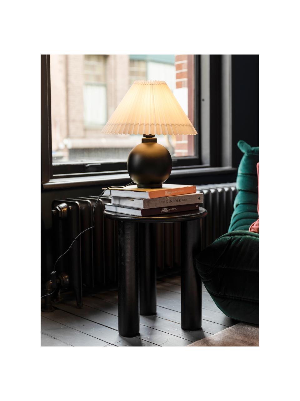 Lampa stołowa z ceramiki i plisowanym kloszem Vivid, Czarny, Ø 36 x W 40 cm