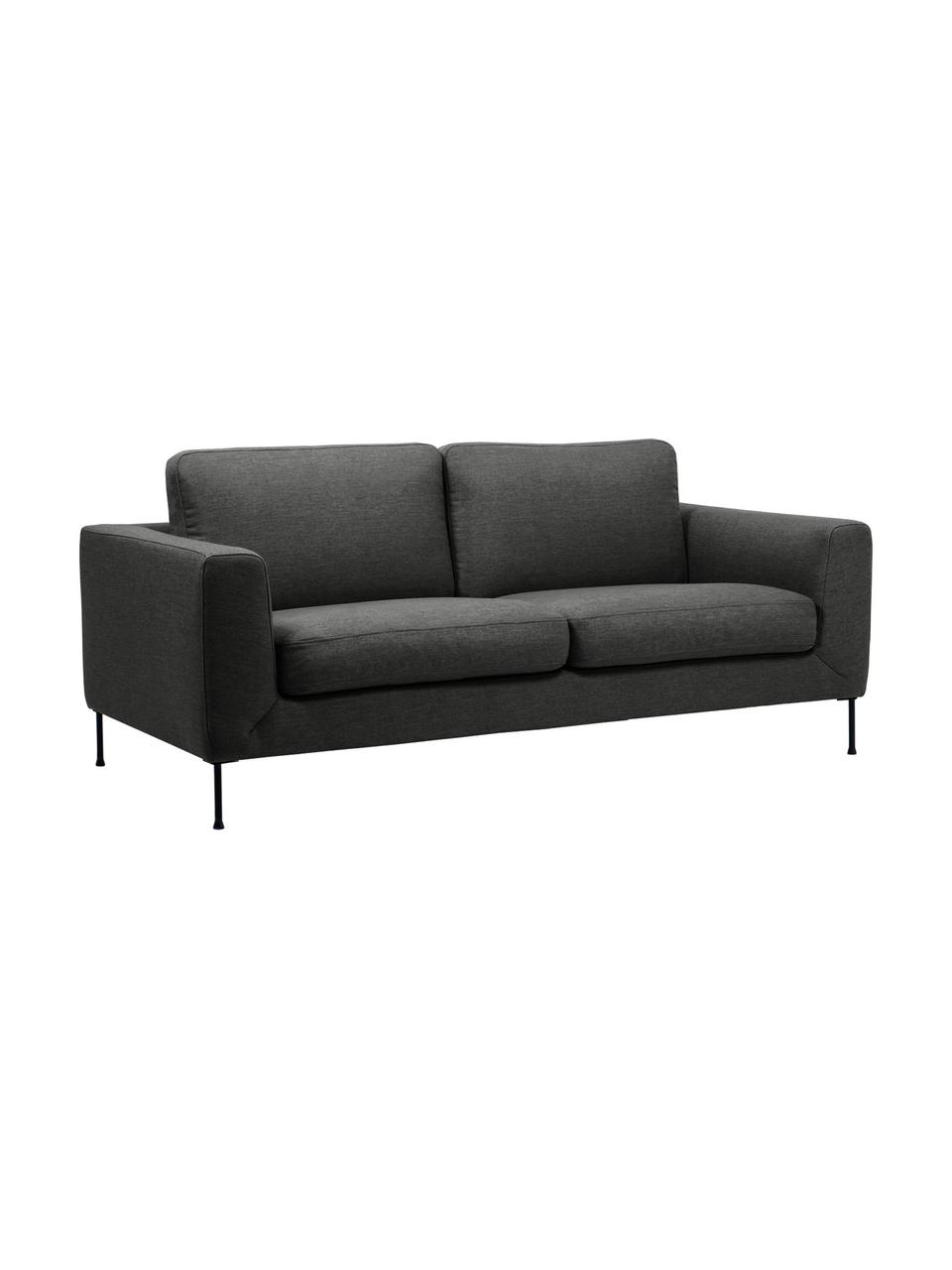 Sofa Cucita (2-Sitzer) in Anthrazit mit Metall-Füssen, Bezug: Webstoff (100% Polyester), Gestell: Massives Kiefernholz, FSC, Webstoff Anthrazit, B 187 x T 94 cm