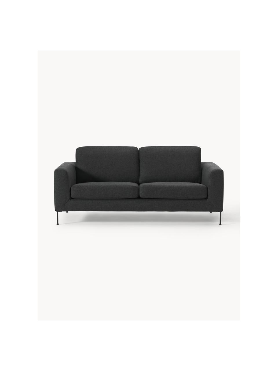 Sofa Cucita (2-osobowa), Tapicerka: tkanina (poliester) Dzięk, Stelaż: lite drewno sosnowe, Nogi: metal lakierowany Ten pro, Antracytowa tkanina, S 187 x G 94 cm