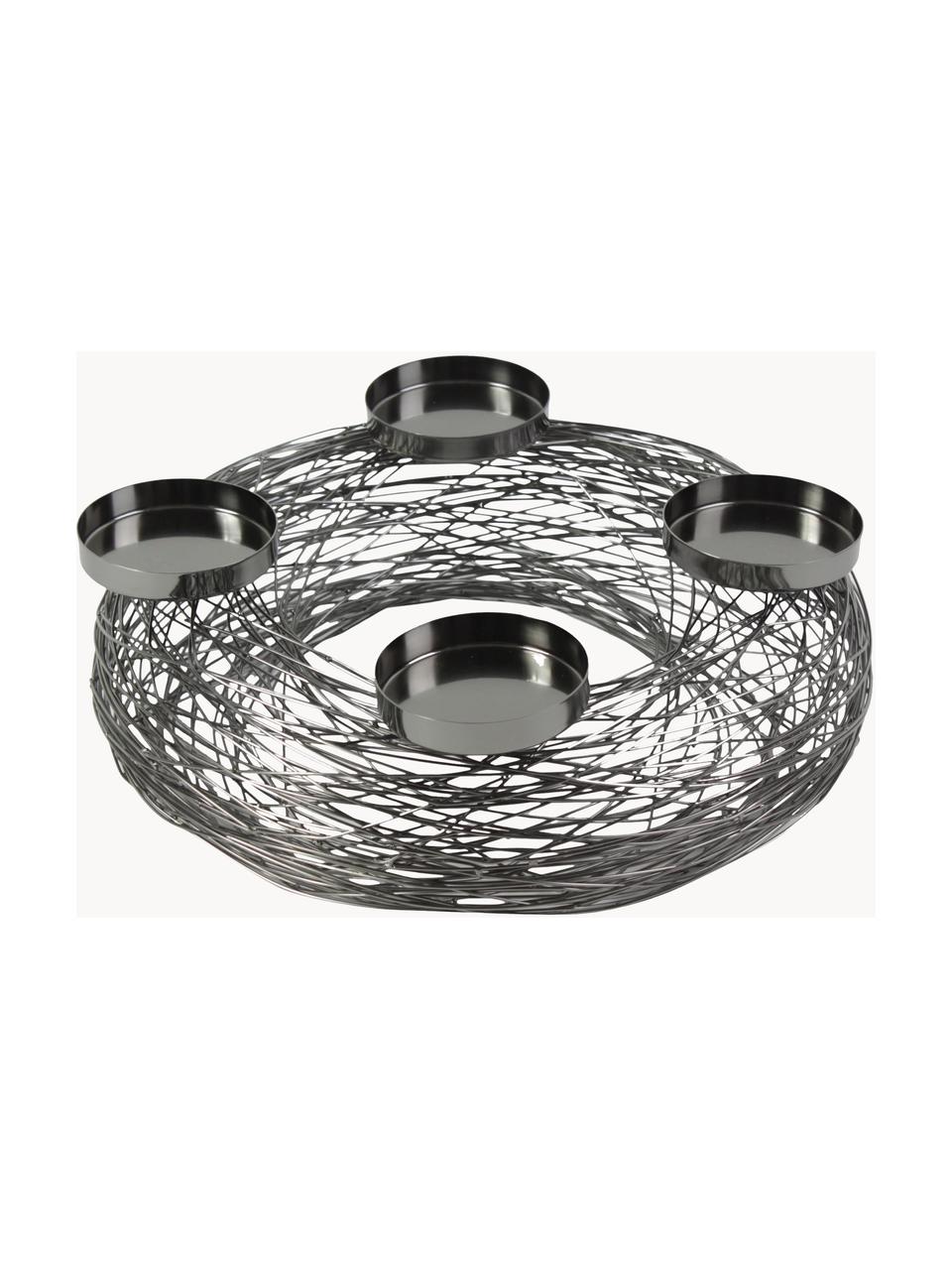 Corona de Adviento Tangle, Metal recubierto, Plateado, Ø 37 x Al 12 cm