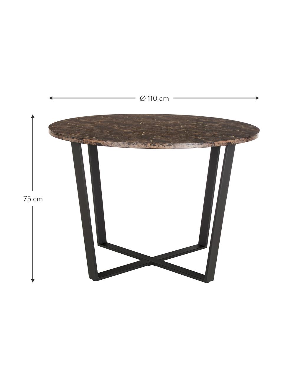 Okrúhly stôl s mramorovým vzhľadom Amble, Ø 110 cm, Hnedá so vzhľadom mramoru, Ø 110 x V 75 cm