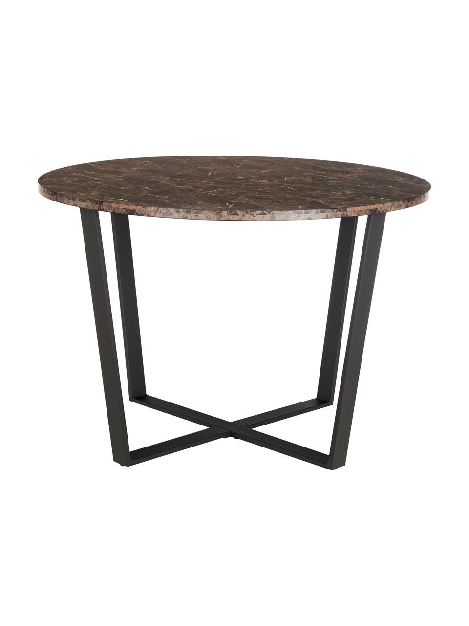 Kulatý jídelní stůl s deskou v mramorovém vzhledu Amble, Ø 110 cm, Hnědá v mramorovém vzhledu, Ø 110 cm, V 75 cm
