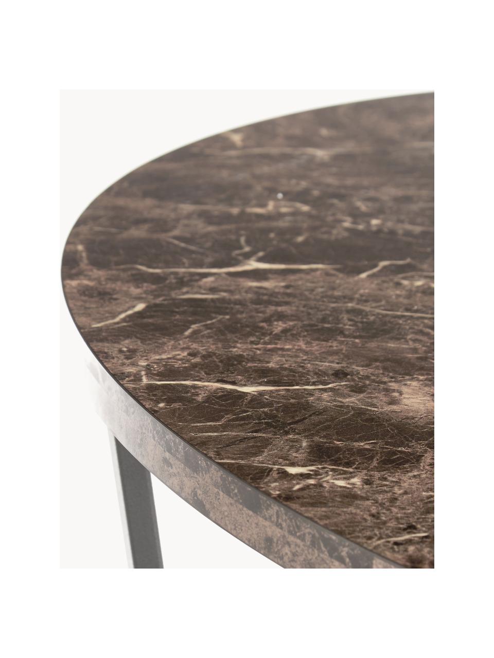 Okrągły stół do jadalni o wyglądzie marmuru Amble, Blat: płyta pilśniowa średniej , Brązowy, o wyglądzie marmuru, Ø 110 x W 75 cm