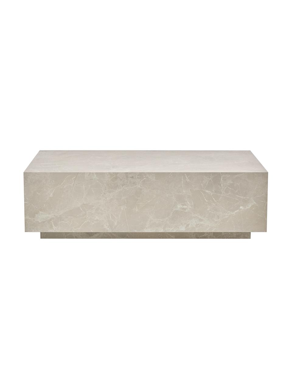 Couchtisch Lesley in Travertinoptik, Mitteldichte Holzfaserplatte (MDF), mit Melaminfolie überzogen, Travertin-Optik Beige, matt, B 120 x T 75 cm