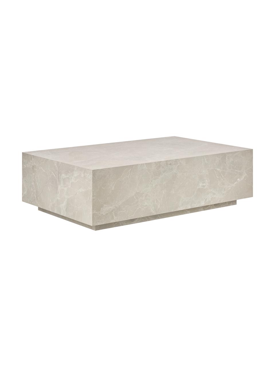Couchtisch Lesley in Travertinoptik, Mitteldichte Holzfaserplatte (MDF), mit Melaminfolie überzogen, Travertin-Optik Beige, matt, B 120 x T 75 cm