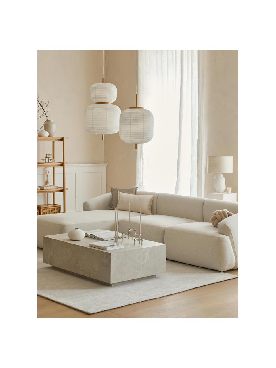 Couchtisch Lesley in Travertin-Optik, Mitteldichte Holzfaserplatte (MDF), mit Melaminfolie überzogen, Mangoholz, Travertin-Optik Beige, matt, B 120 x T 75 cm