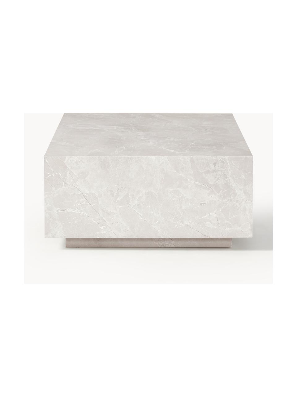 Table basse aspect travertin Lesley, MDF, enduit feuille mélaminée, Beige, aspect travertin, mat, larg. 120 x prof. 75 cm