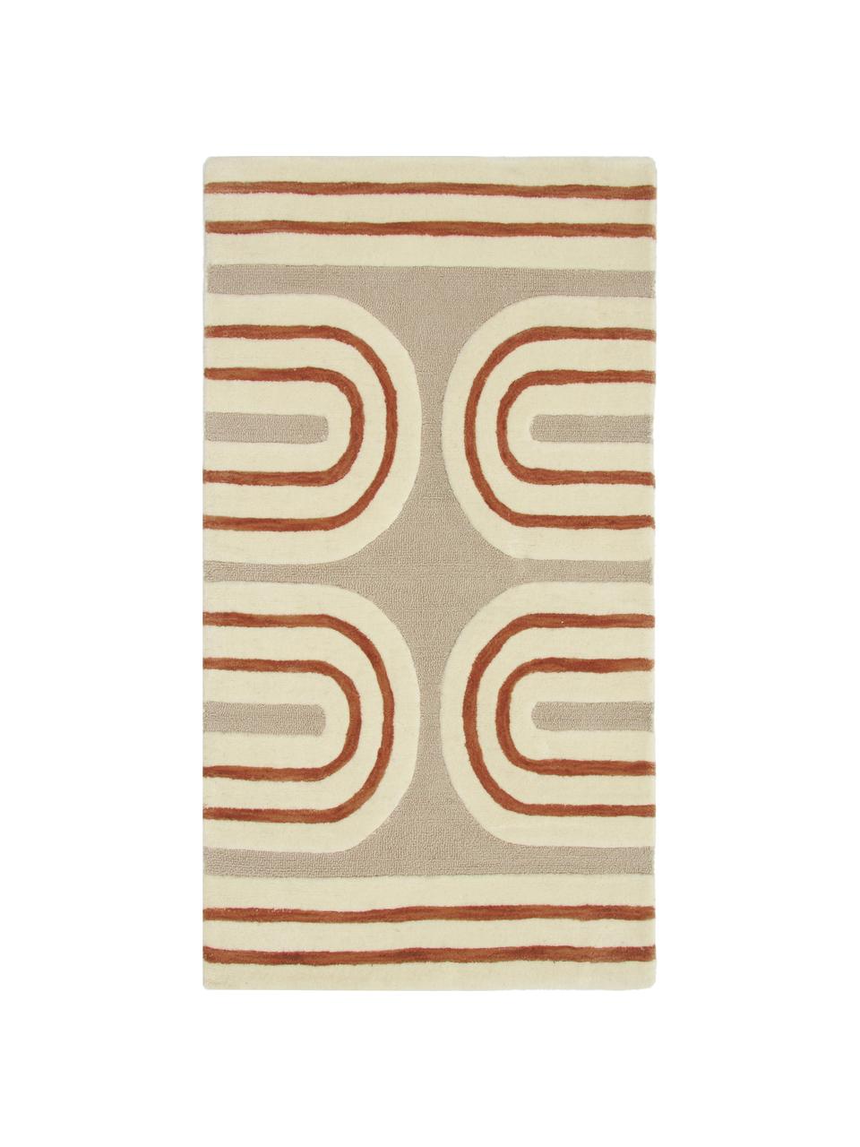 Alfombra de lana artesanal Arne, Parte superior: lana, Reverso: algodón Las alfombras de , Terracota/beige, An 80 x L 150 cm (Tamaño XS)