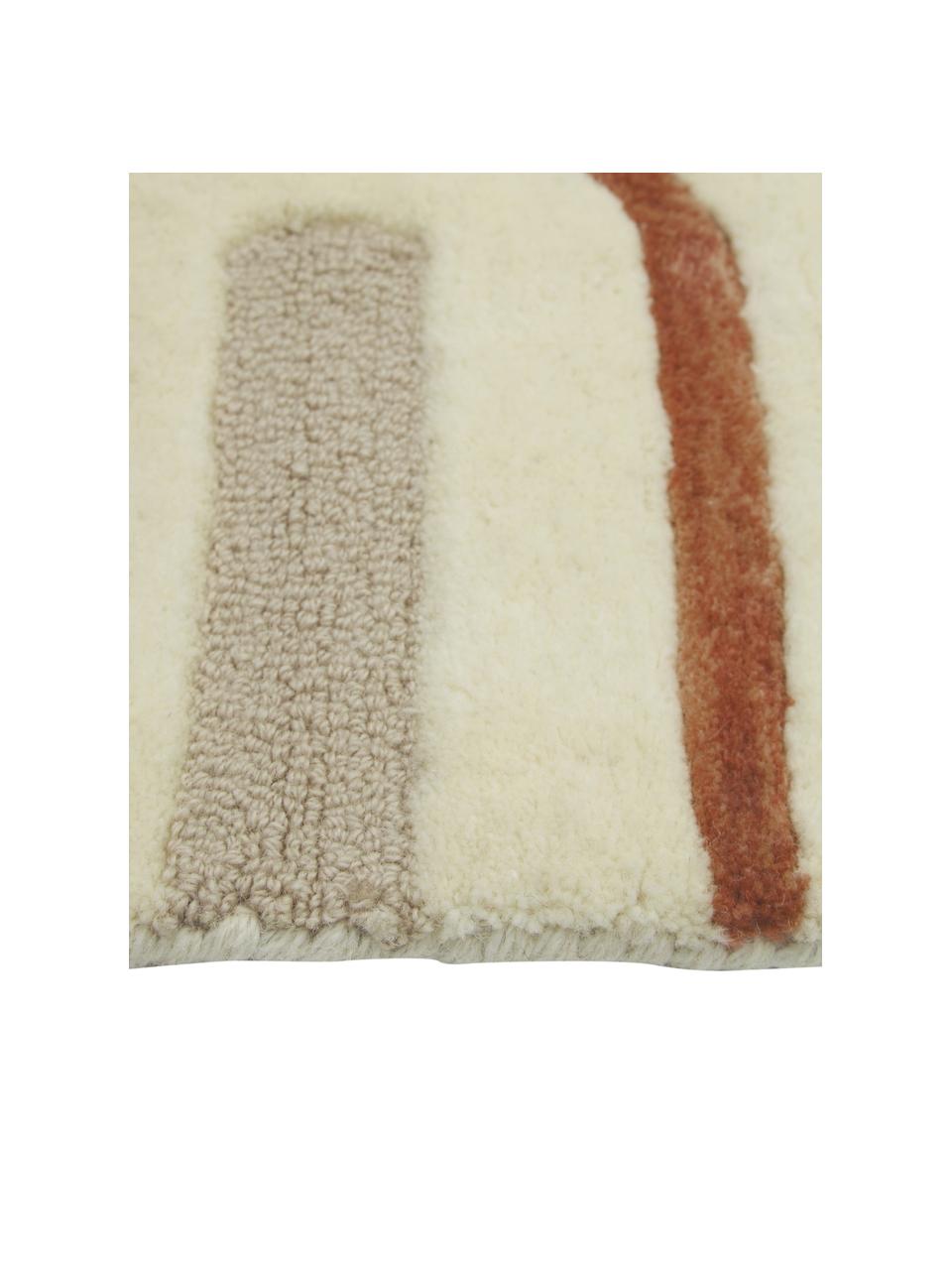 Handgetufteter Wollteppich Arne, Flor: Wolle, Beige, Terrakotta, Cremeweiß, B 80 x L 150 cm (Größe XS)