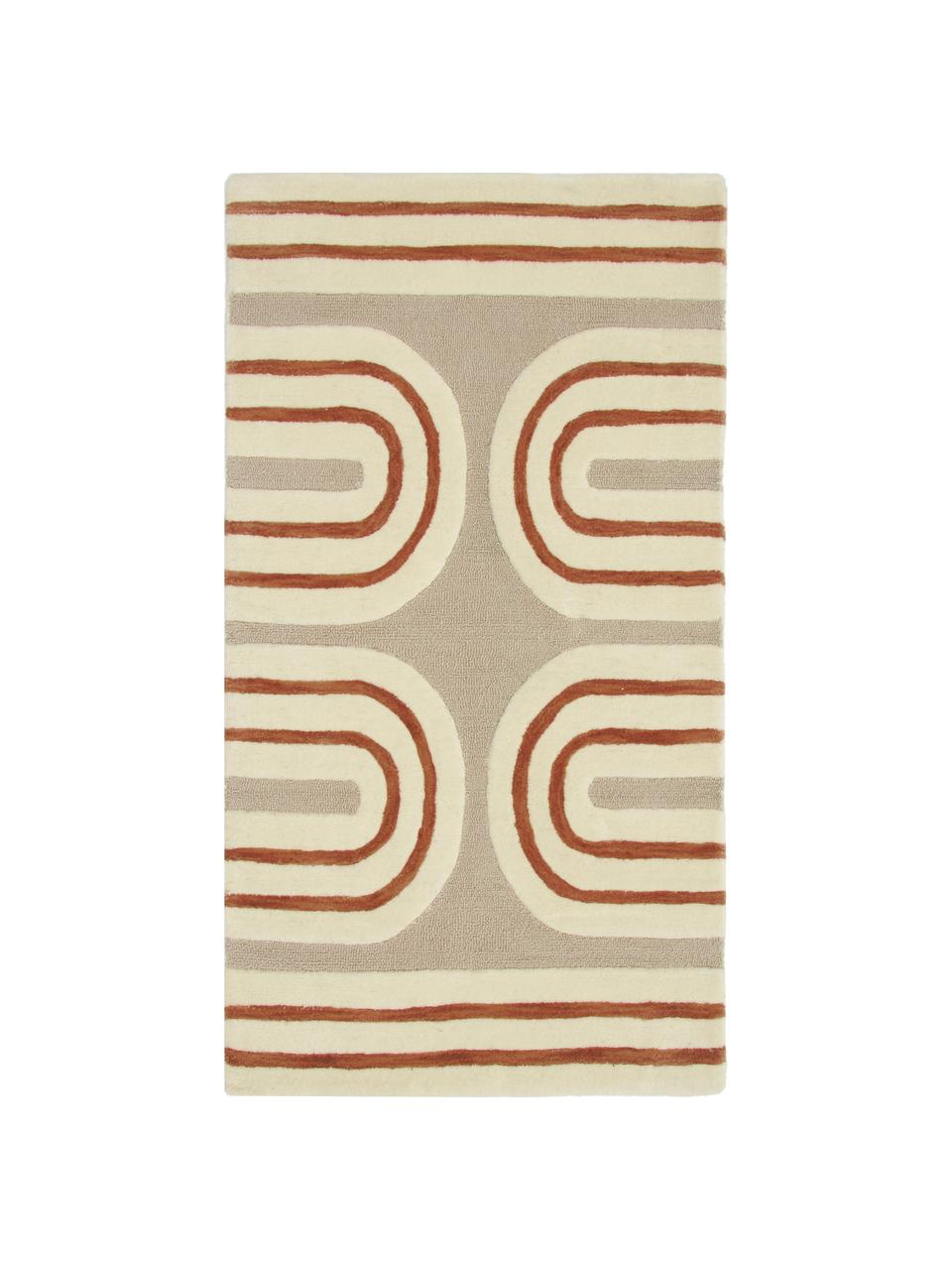 Alfombra artesanal de lana Arne, Parte superior: lana, Reverso: algodón Las alfombras de , Beige, terracota, blanco crema, An 80 x L 150 cm (Tamaño XS)